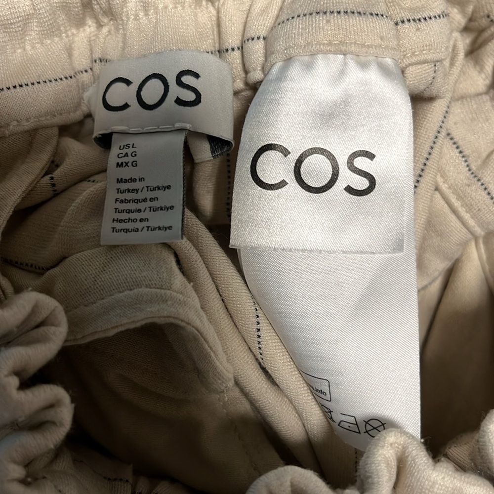 COS Straight-Leg Pinstripe Trousers, Cream, Size Large - Picture 10 of 11